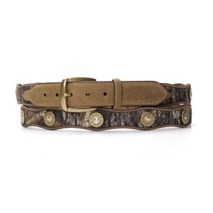 Nocona 12 Gauge Shotgun Shell Conchos Camo Camoflauge Leather Belt Mens 34 EUC